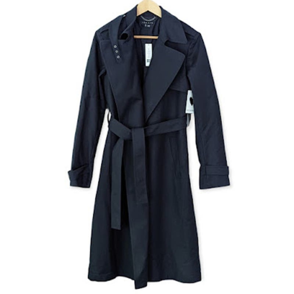 Theory Ashling Makintosh Navy Trench Coat Size Medium NWT